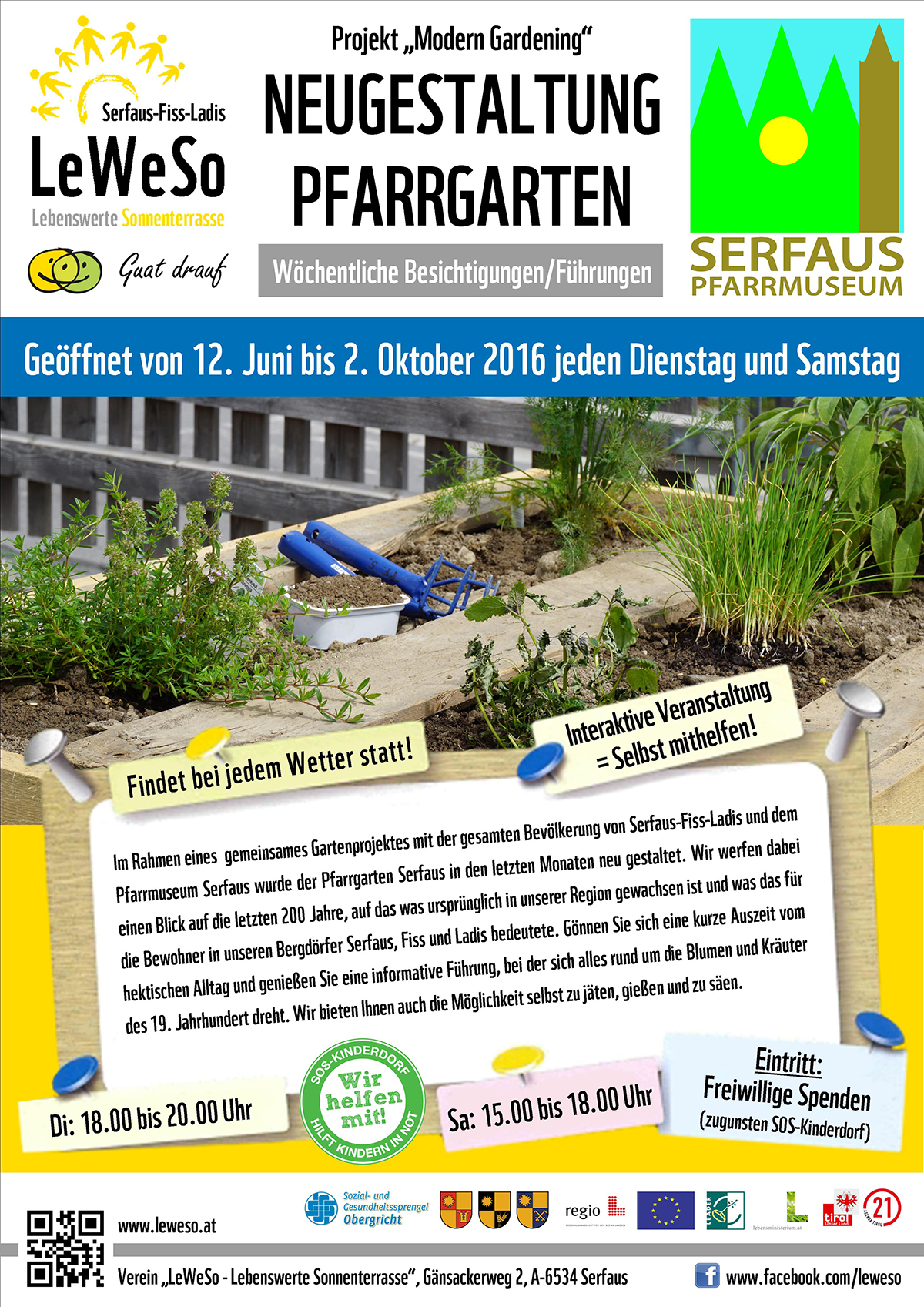 Plakat Projekt Pfarrgarten Serfaus